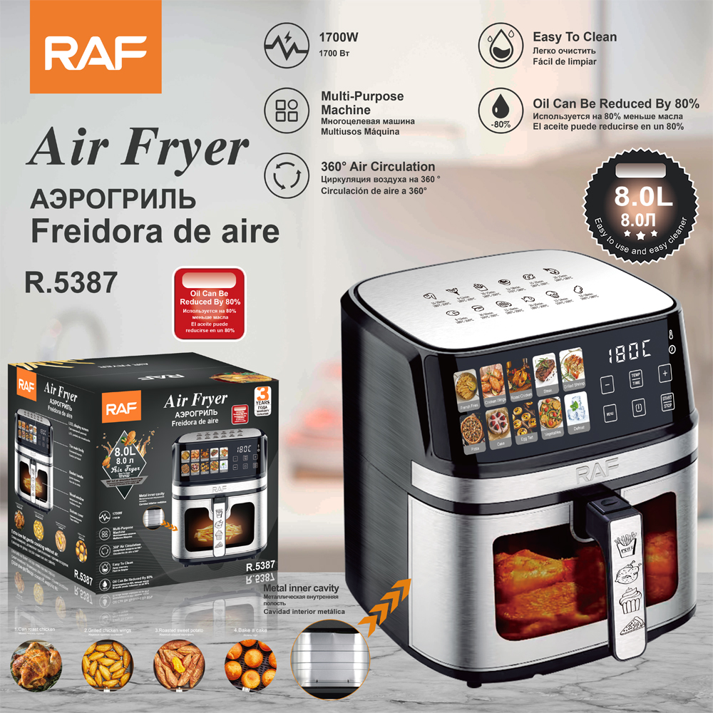 RAF 1700W 8 Liter Touch Screen Air Fryer Temperature Control R5387