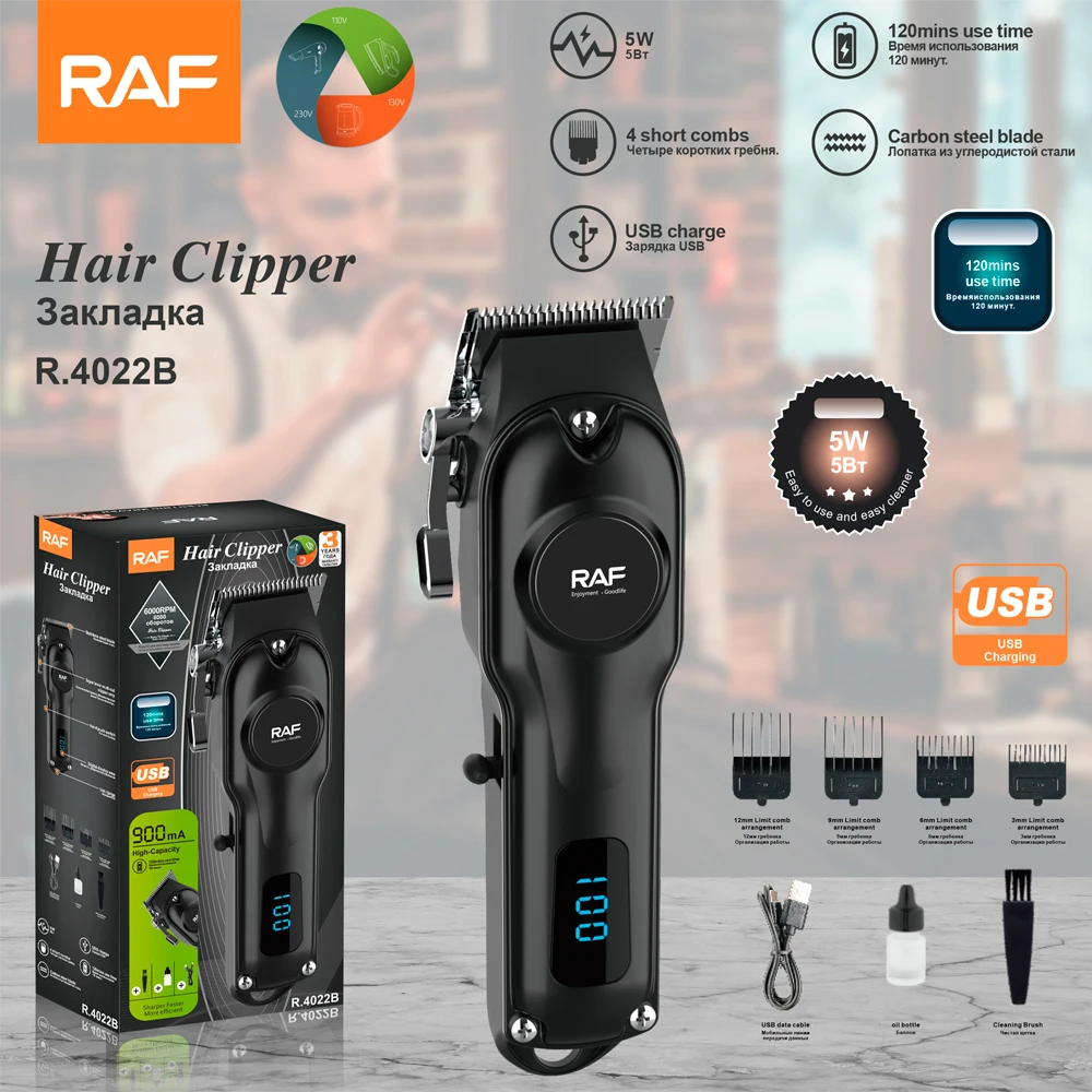 RAF 6000RPM Rechargeable Professional Haircut Grooming Kit Barber Electric Trimmer R4022