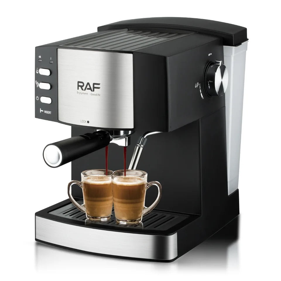 Raf Espresso Coffee Maker 850W Strong Power 1.6L Cafe Machine Steam Foaming Machine R113