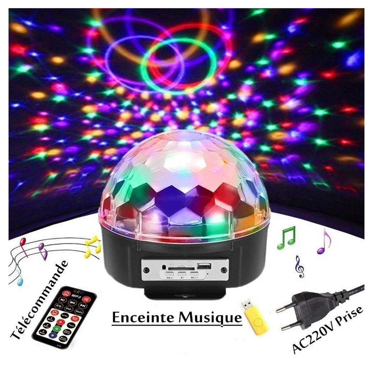 Bluetooth MP3 LED Disco Light Ball Rotating Stage Lamp