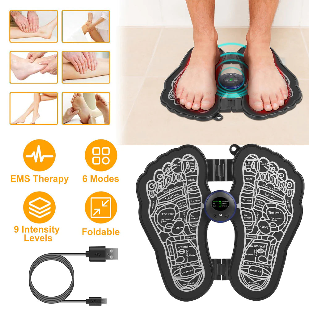 Electric EMS Foot Massager Pad Foldable USB Rechargeable