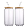 Coffee Can Shaped Glass with lid and straw 500ml