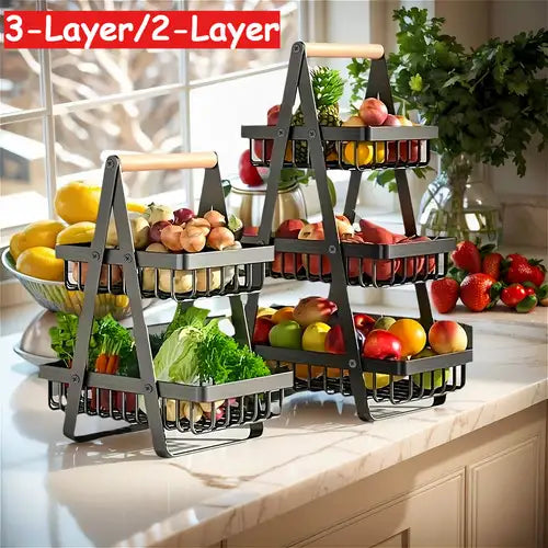 3 Tier Countertop Iron Storage Basket