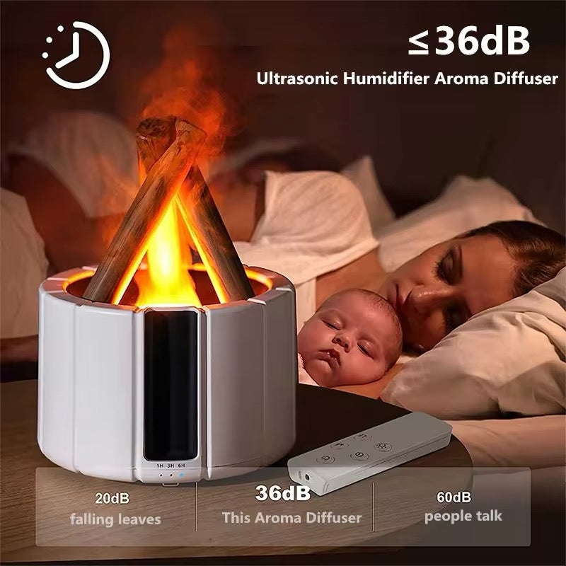 Air Humidifier Aroma Diffuser Ultrasonic Bonfire Flame Light