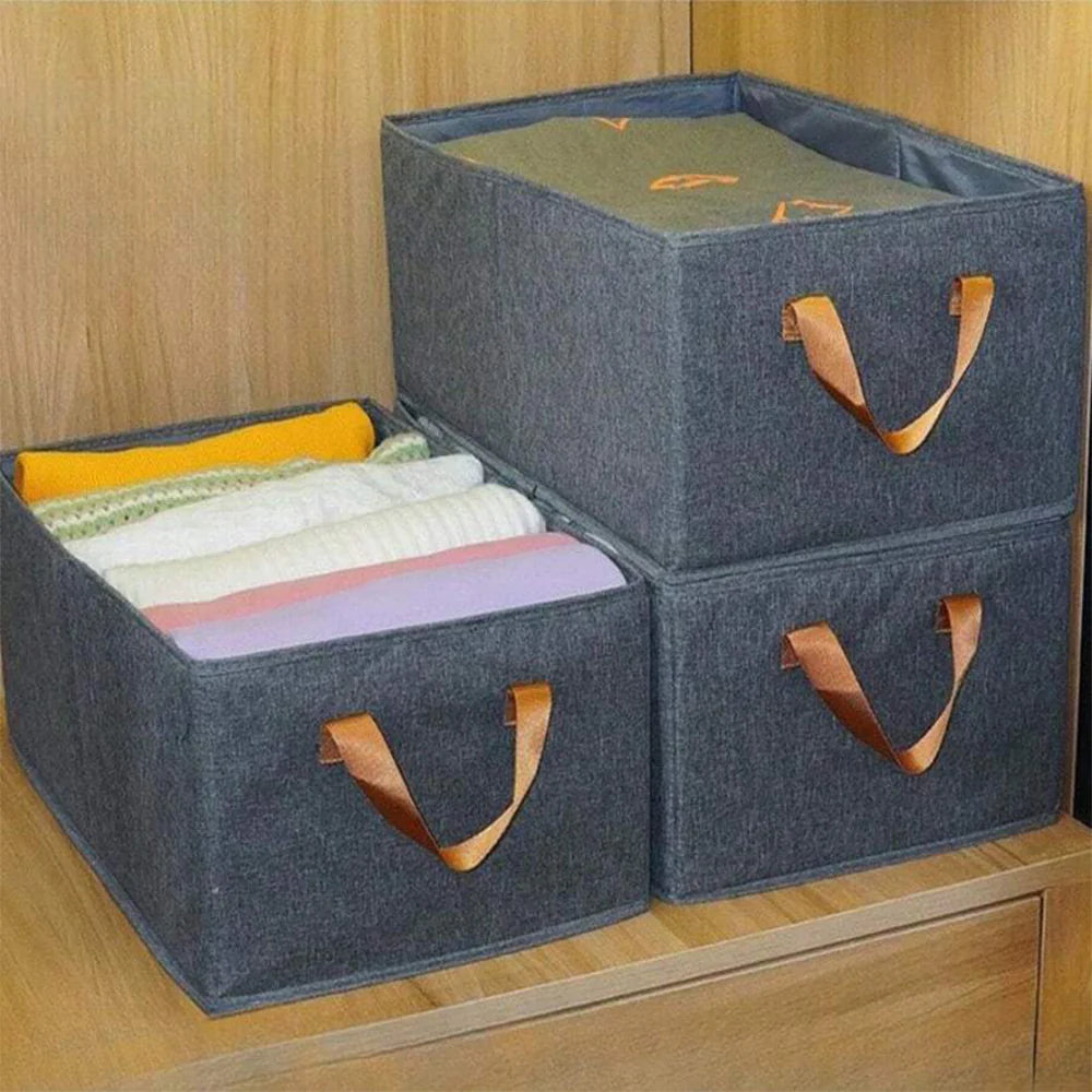 Cationic Steel Frame Storage Box, Foldable Portable Cloth Clothes Organizer Basket 40x28x18 Cm