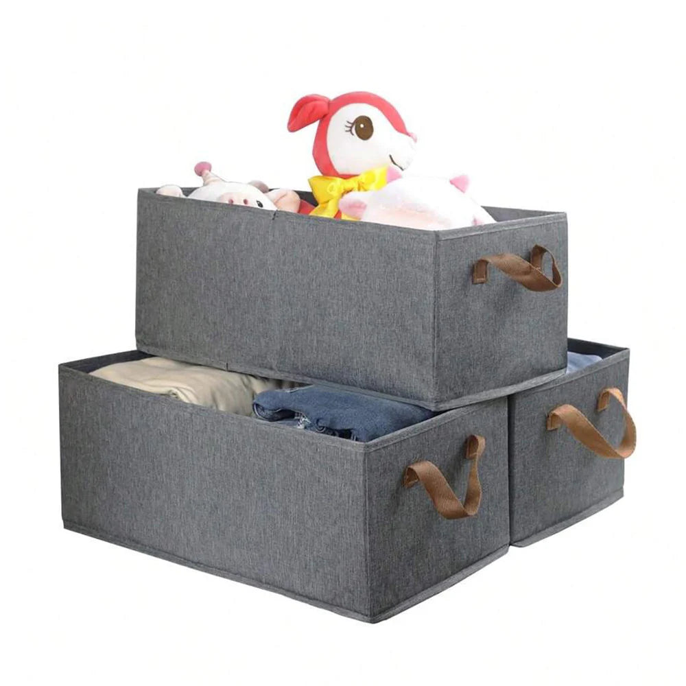 Cationic Steel Frame Storage Box, Foldable Portable Cloth Clothes Organizer Basket 40x28x18 Cm