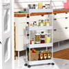 Multifunctional Floor Storage Shelves Rack Organiser with Wheels 4-Layer White