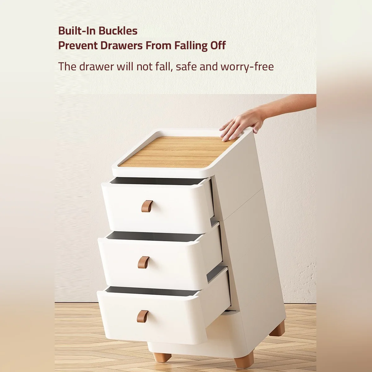 3 Drawer Storage Cabinets Japanese Style Bedside Table - AS435