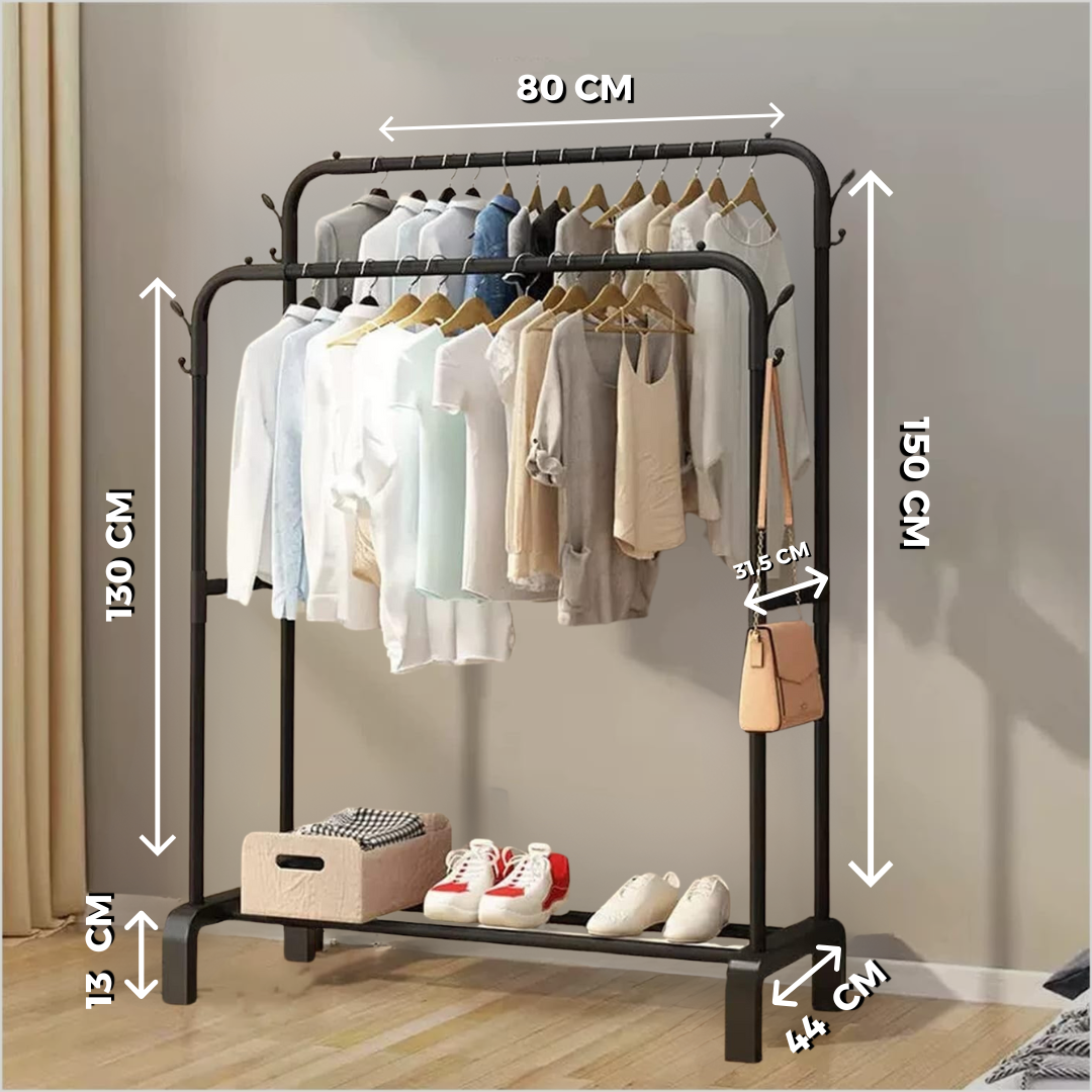 Clothing Hanger Stand With Storage shelf