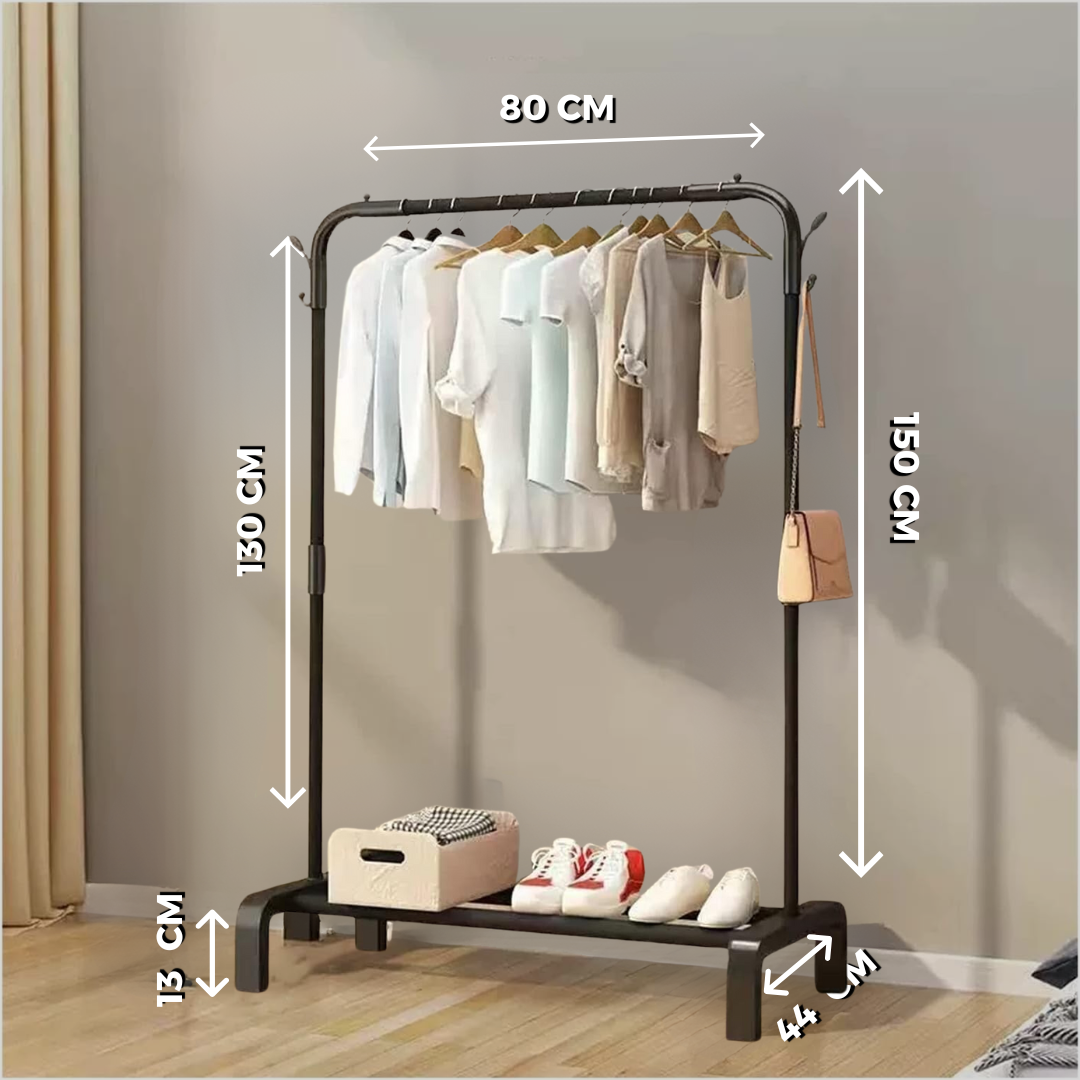 Clothing Hanger Stand With Storage shelf