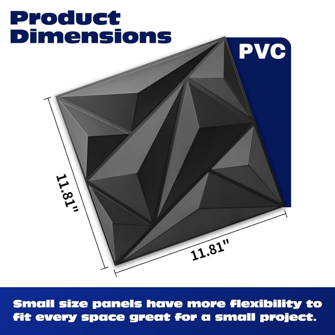 PVC 3D Black Or White Diamond Wall Panels – Assaf online shop