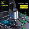 4 in 1 Car Charger 120W Turbo Charge, 4 Ports Fast Charging with Retractable Cables