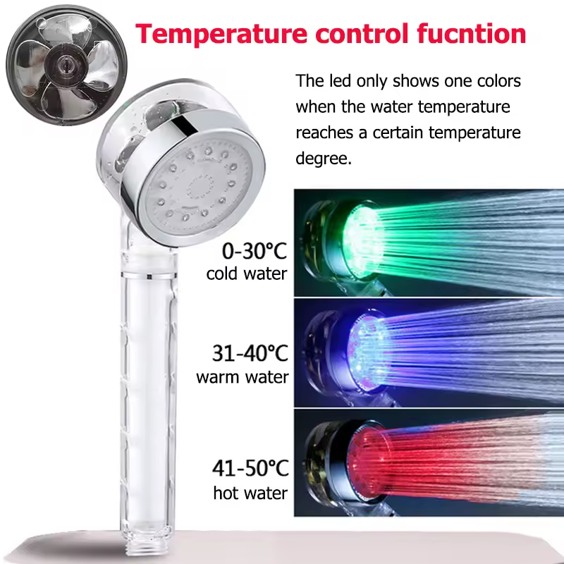 High-Pressure  Color-Changing LED Shower Head with Temperature Sensor