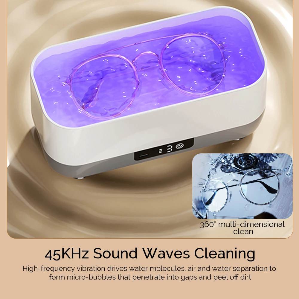 Ultrasonic Jewelry & Eyeglass Cleaner – High-Frequency Cleaning Bath for Jewelry, Makeup Brushes