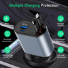 4 in 1 Car Charger 120W Turbo Charge, 4 Ports Fast Charging with Retractable Cables