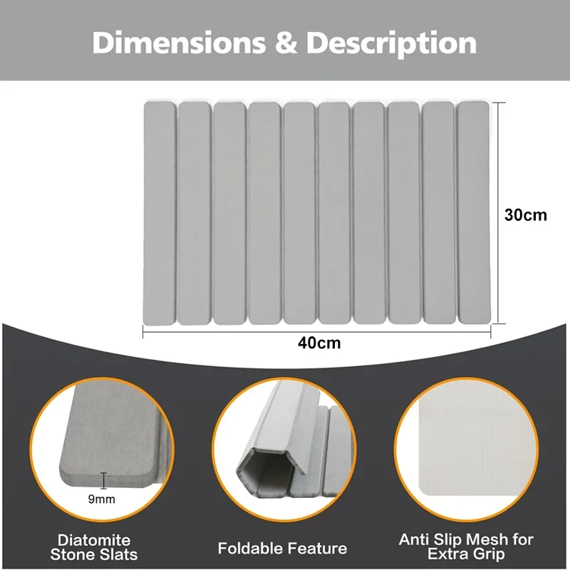 Luxury Foldable Stone Drying Mat Anti Slip Bathroom/Kitcheniuv – Assaf ...
