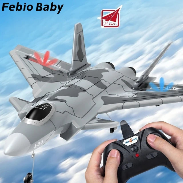 RC Plane J20 Fighter Remote Control Airplane Anti-collision Soft Rubber Head Glider with Culvert Design Aircraft