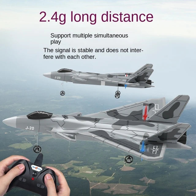 RC Plane J20 Fighter Remote Control Airplane Anti-collision Soft Rubber Head Glider with Culvert Design Aircraft