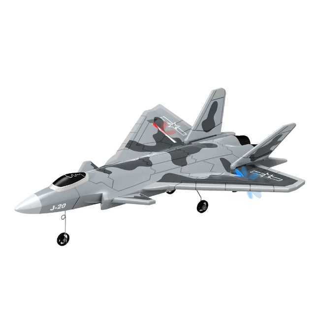 RC Plane J20 Fighter Remote Control Airplane Anti-collision Soft Rubber Head Glider with Culvert Design Aircraft