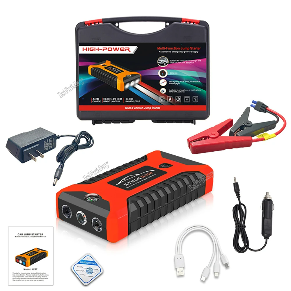 Portable Car Jump Starter Power Bank, Battery Booster Charger, Starting Device, Auto Emergency, Lighting Start-up, 12V