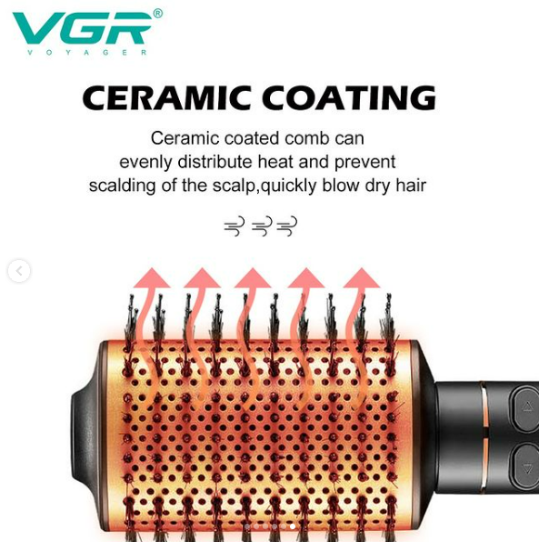 VGR Rotating Hot Air Brush Comb V494 - Black