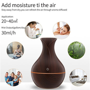 Wood Vase Rechargeable Ultrasonic Mute Colorful Humidifier Spray