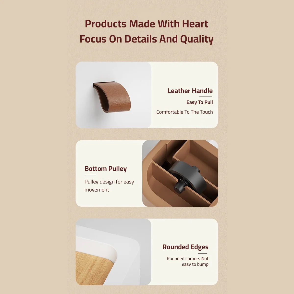 3 Drawer Storage Cabinets Japanese Style Bedside Table - AS435