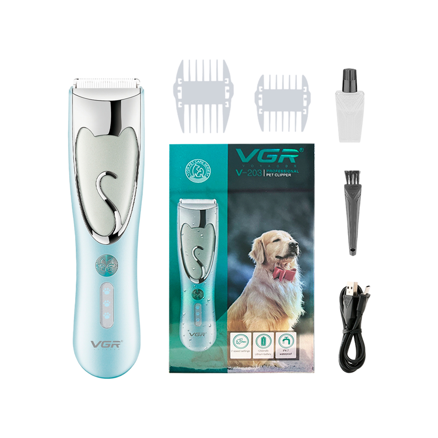 VGR V-203 Cordless Dog Clippers Waterproof