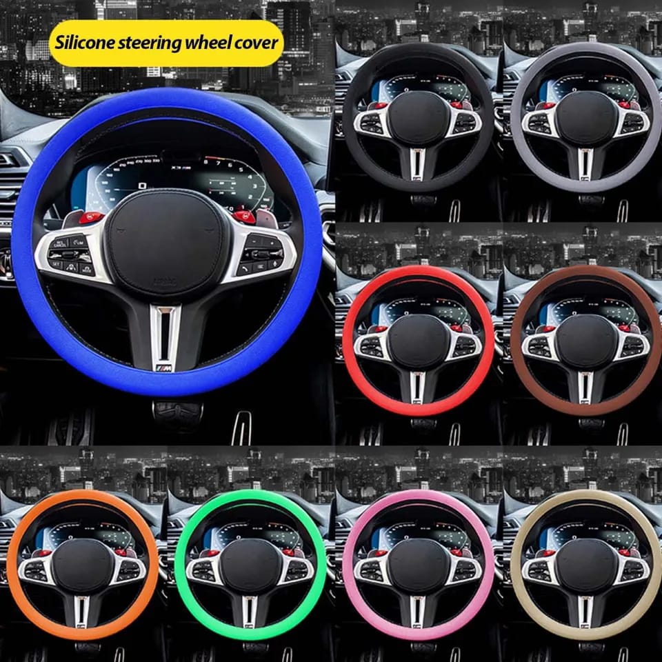 Universal Solid Color Anti-slip Silicone Car Steering Wheel Protective Cover
