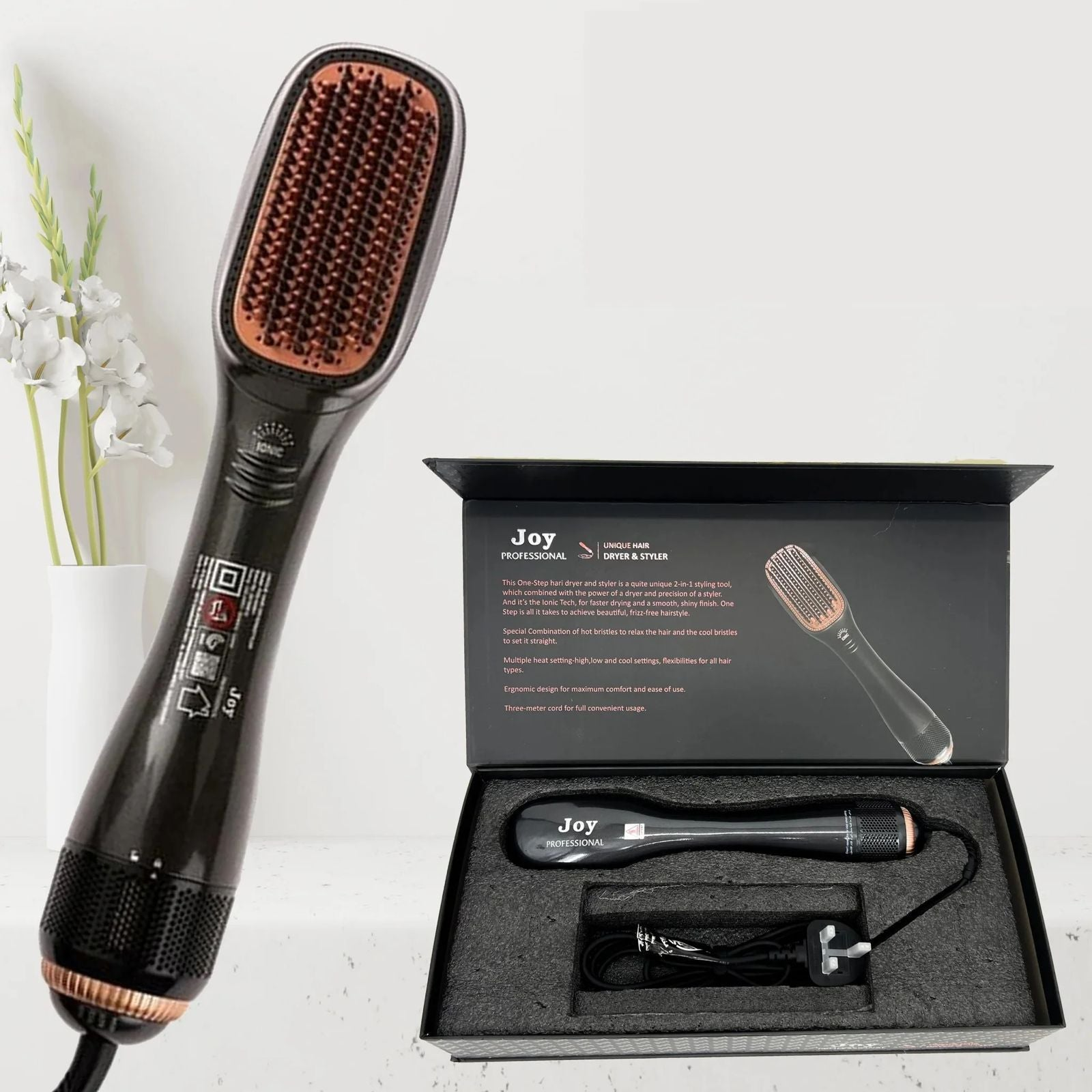 JOY PROFESSIONAL 2-in-1 Styling Brush | Hair Dryer and Styler 1200 Watts