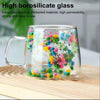 Flowered double glass mug