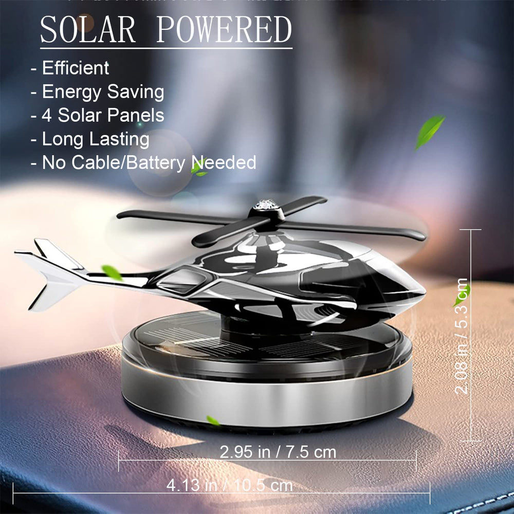 Solar Powered Helicopter Car Air Freshener  Rotating Aromatherapy Diffuser for Car, Home & Office