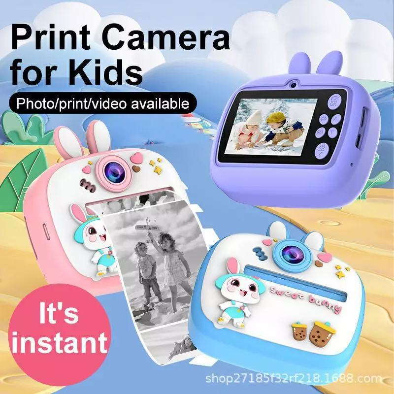 Kids Instant Print Camera with 2.4" Screen, 1080P HD Printer Camera