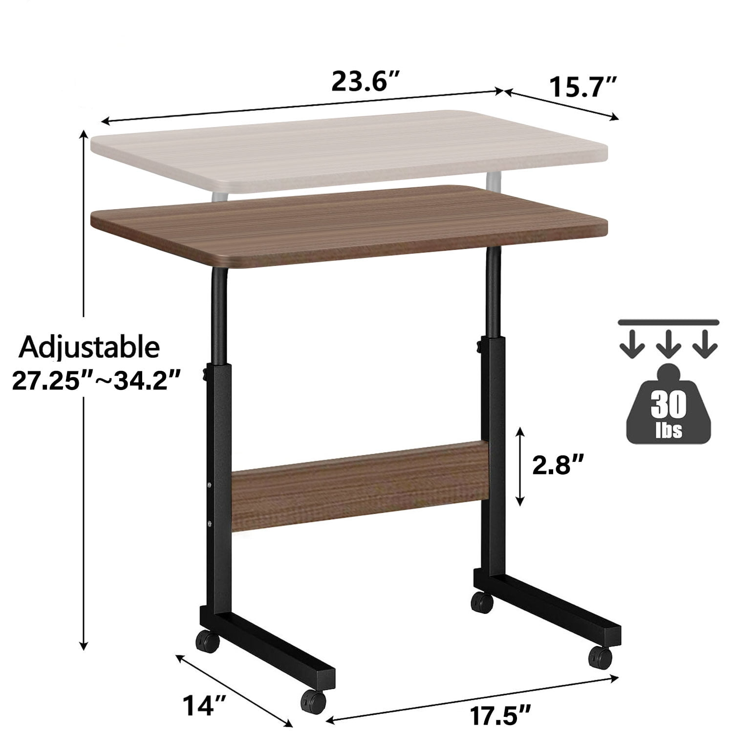 Adjustable Laptop Desk on Wheels, Bronze Color AS15