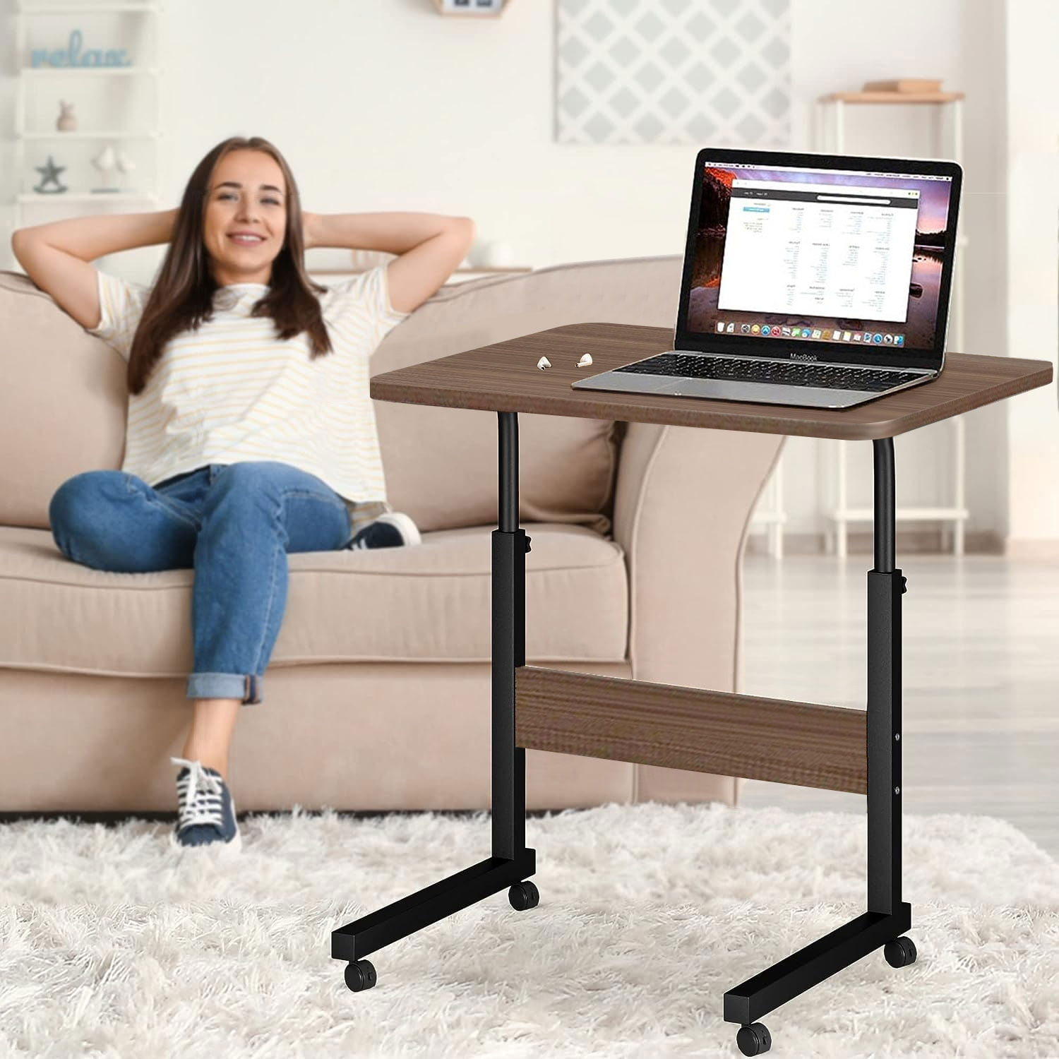 Adjustable Laptop Desk on Wheels, Bronze Color AS15