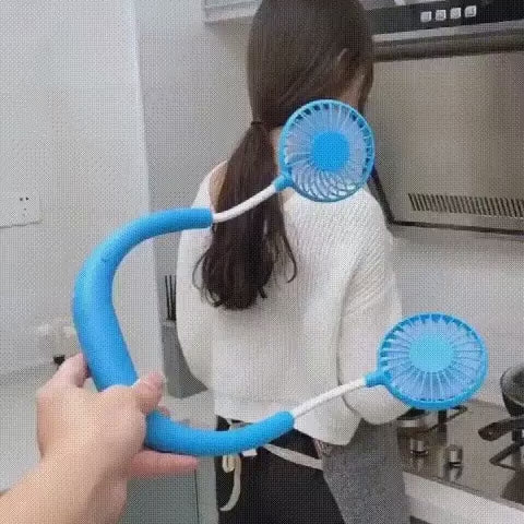 Portable Neck Fan Wearable Neckband, with 3 Level Air Flow- Blue color