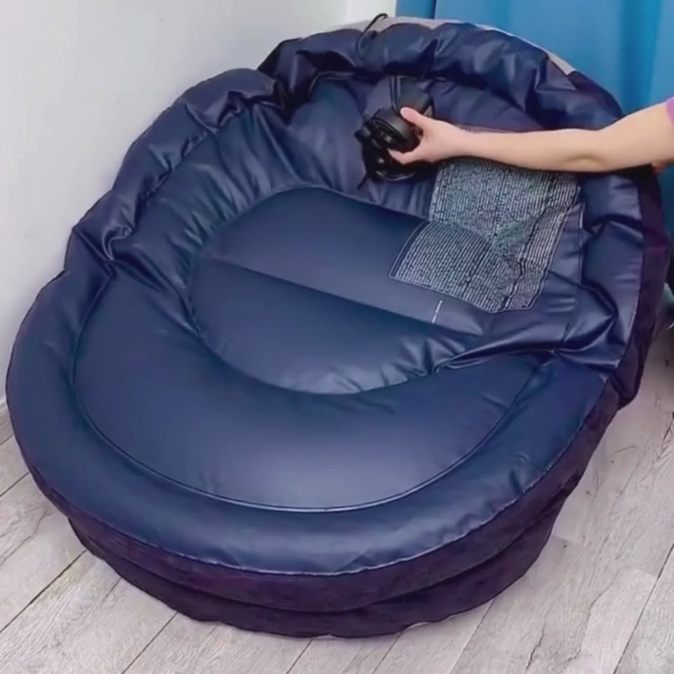 Portable Inflatable Bed Sofa Flocking Couch Set with Footstool