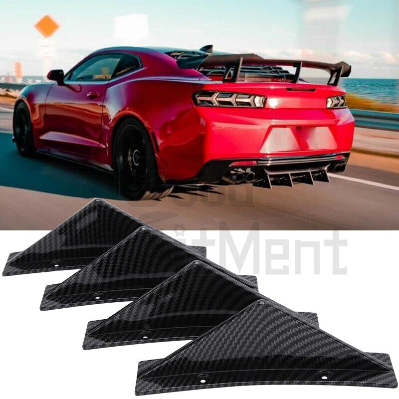 Shark Racing Diffuser Universal Black/Carbon Fiber Shark Fin Rear Bumper Diffuser for Cars 4 ...