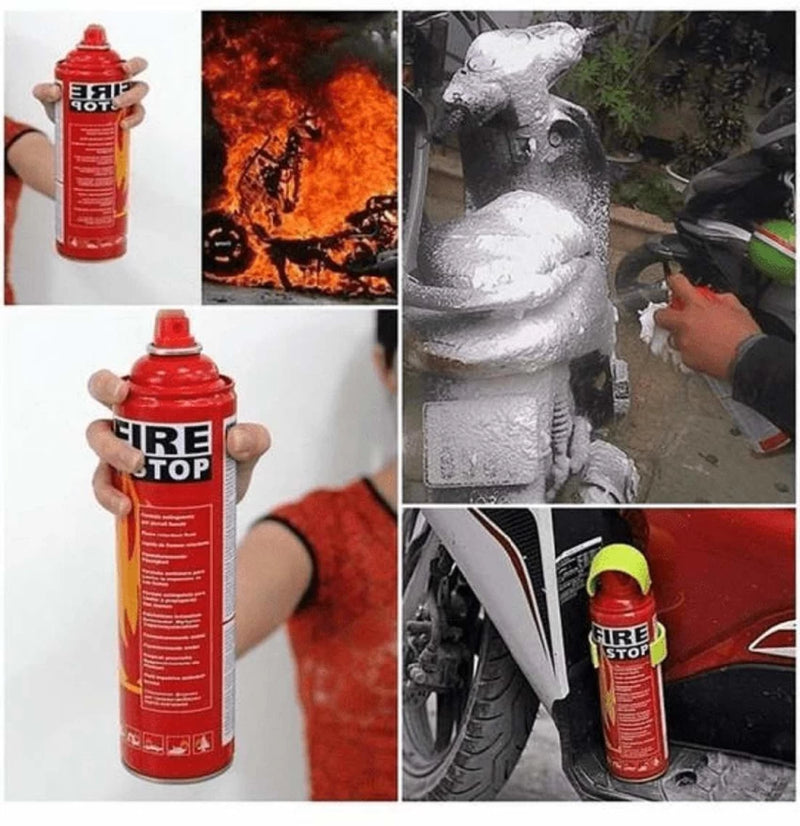 Fire Extinguisher Spray with Stand for Car and Home Use | Fire Stop Aluminium Spray 500ml