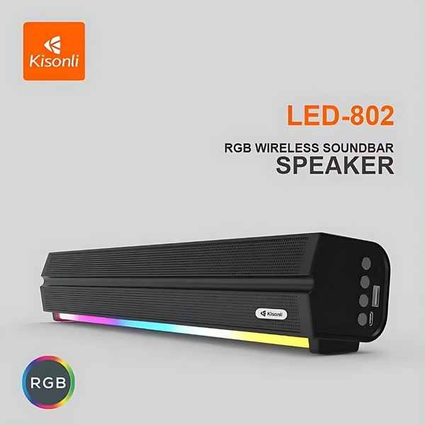 RGB Wireless Bluetooth Speaker 5.3 Retro Soundbar – Kisonli LED-802 ...