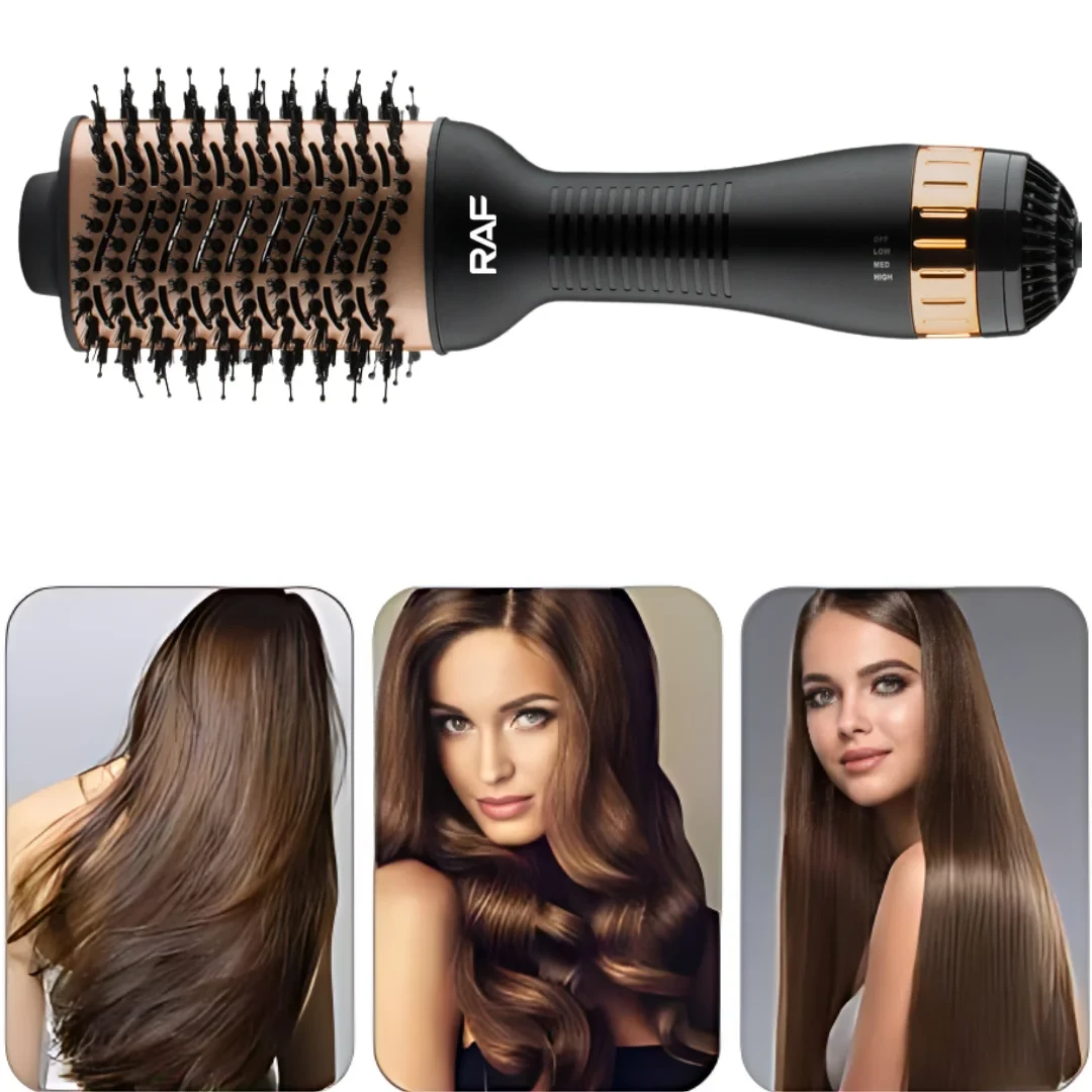 RAF 1000W Ionic Hot Air Brush – One-Step Hair Dryer & Volumizer, Titanium Blow Dryer Brush R420