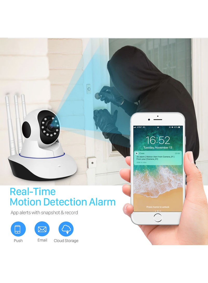 3MP 11 IR LED 3.6mm Lens HD PTZ Two Way Audio Wifi SD Card / Cloud Storage IP Indoor Remote Viewing Motion Detection Surveillance Camera R6-30G