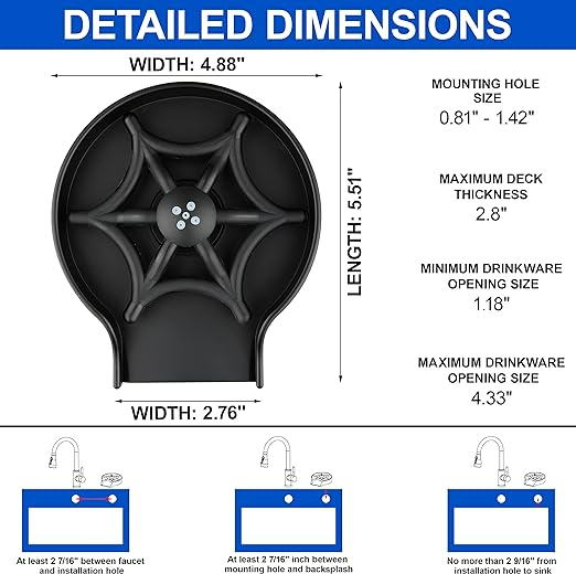 Faucet Glass Washer Cleaner Attachment Accessory for Bar Sink