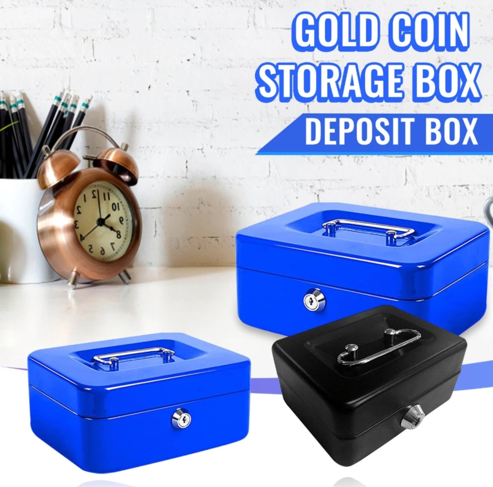 Money & Coin Box Safe Metal Lock Savings Bank