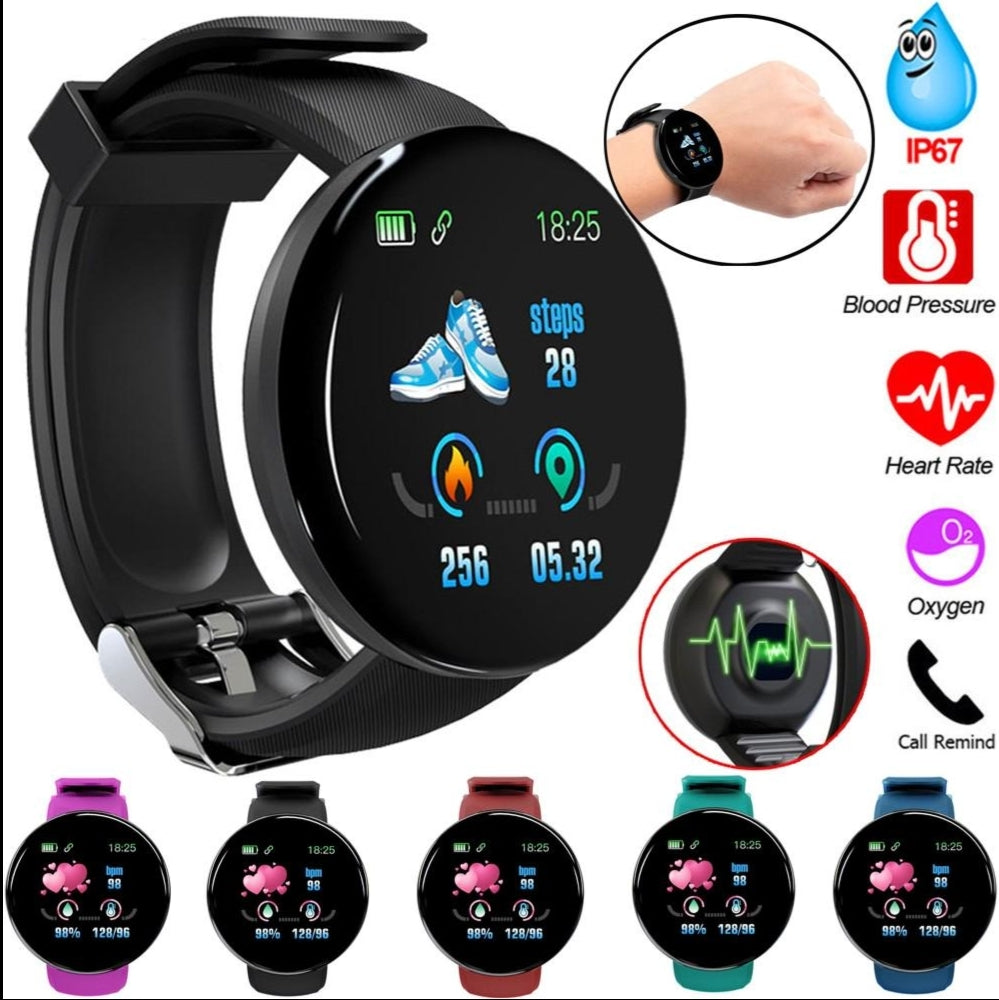 D18 Smart Watch Touch Screen, Heart Rate, Blood Oxygen, Blood Pressure, Compatible with Android and iOS