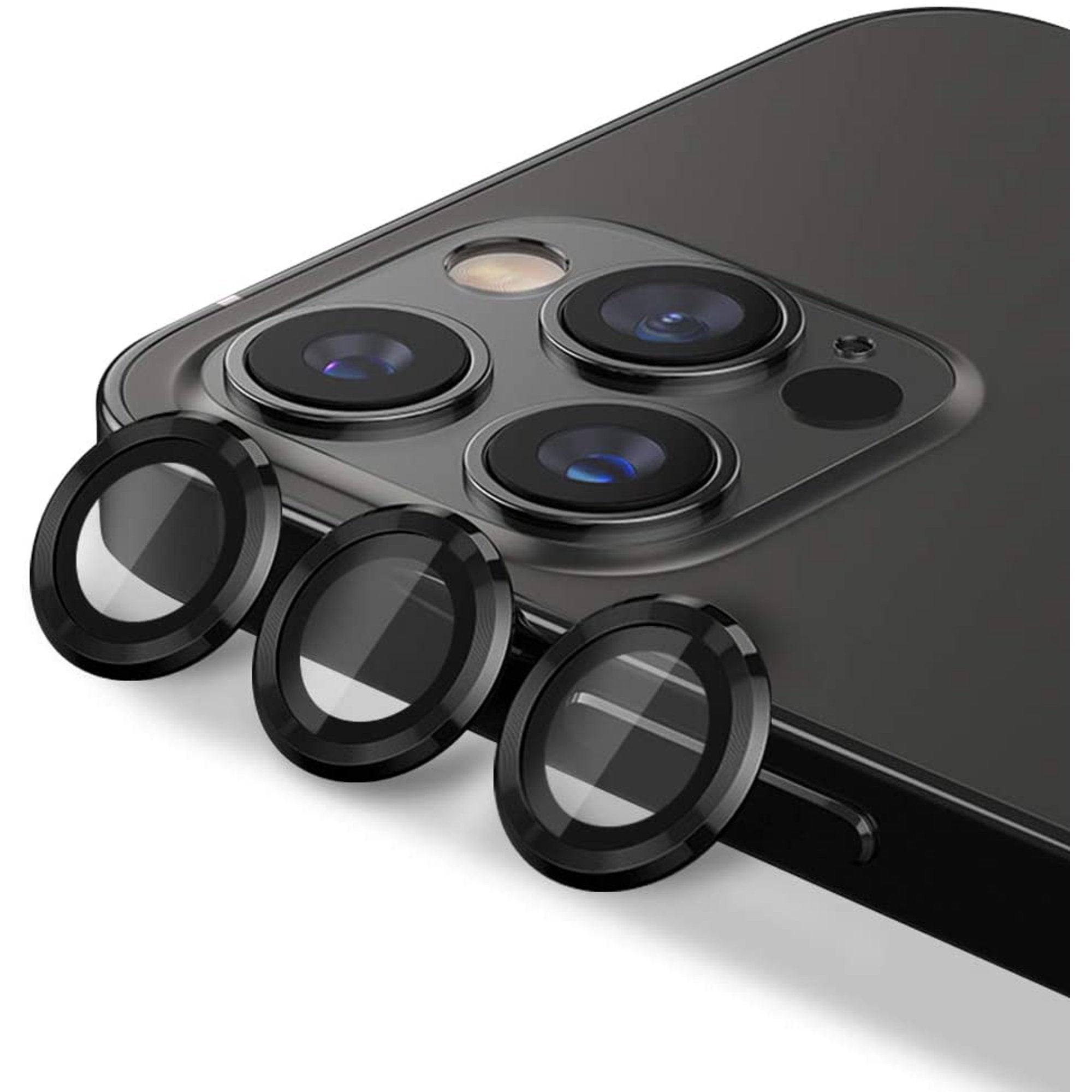 IPhone Camera Ring Protective Camera Lens Ring Cover Metal Ring For Camera Lens Pieces In a Set (BLACK SET )