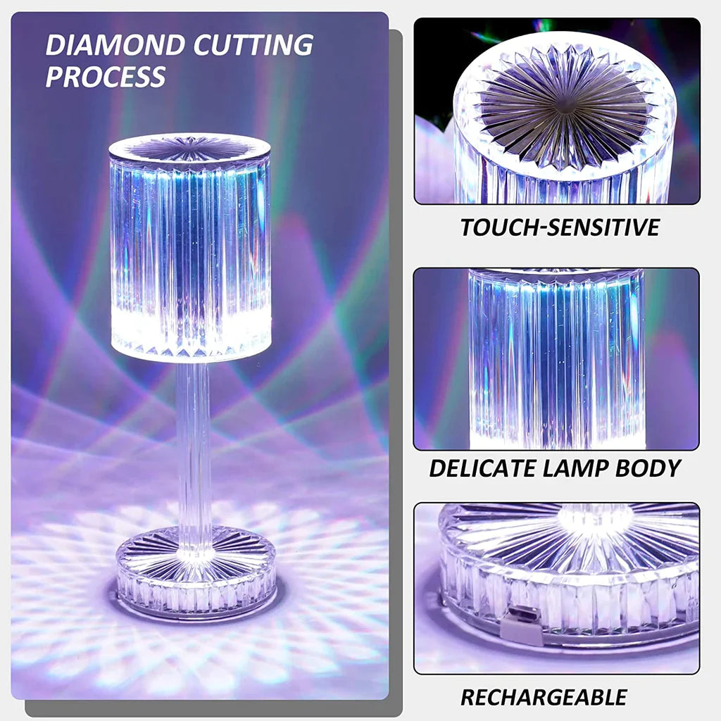 Rechargeable Crystal Touch Lamp 16 Color Changing For Bedroom Living Room