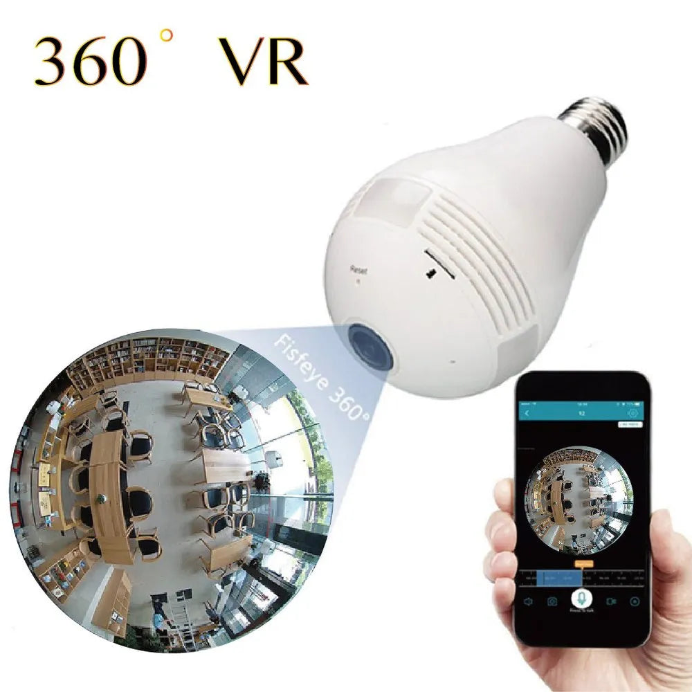 IP Wireless Panoramic Bulb Camera 1080p HD 3MP