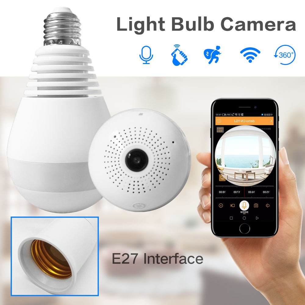 IP Wireless Panoramic Bulb Camera 1080p HD 3MP