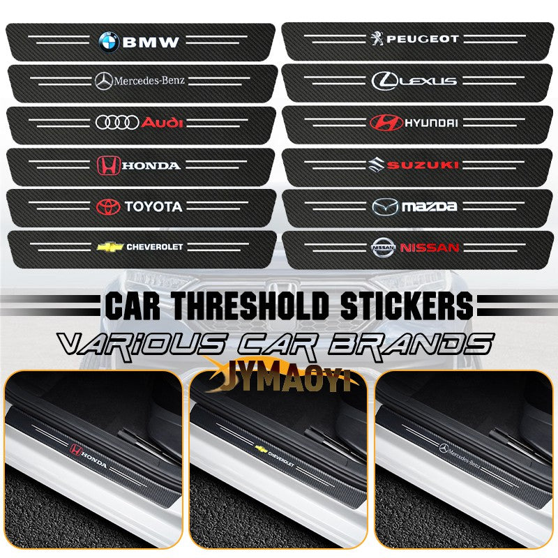 4 Pcs Car Door Logo Stickers Carbon Fiber